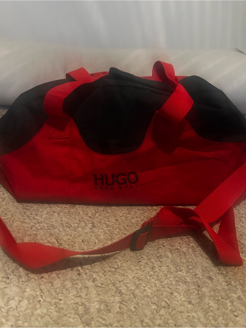 Hugo Boss Red and Black Men's Duffle Bag Travel